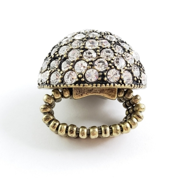 Y2K 1990s Pave Rhinestone Stretch Ring - Picture 10 of 10